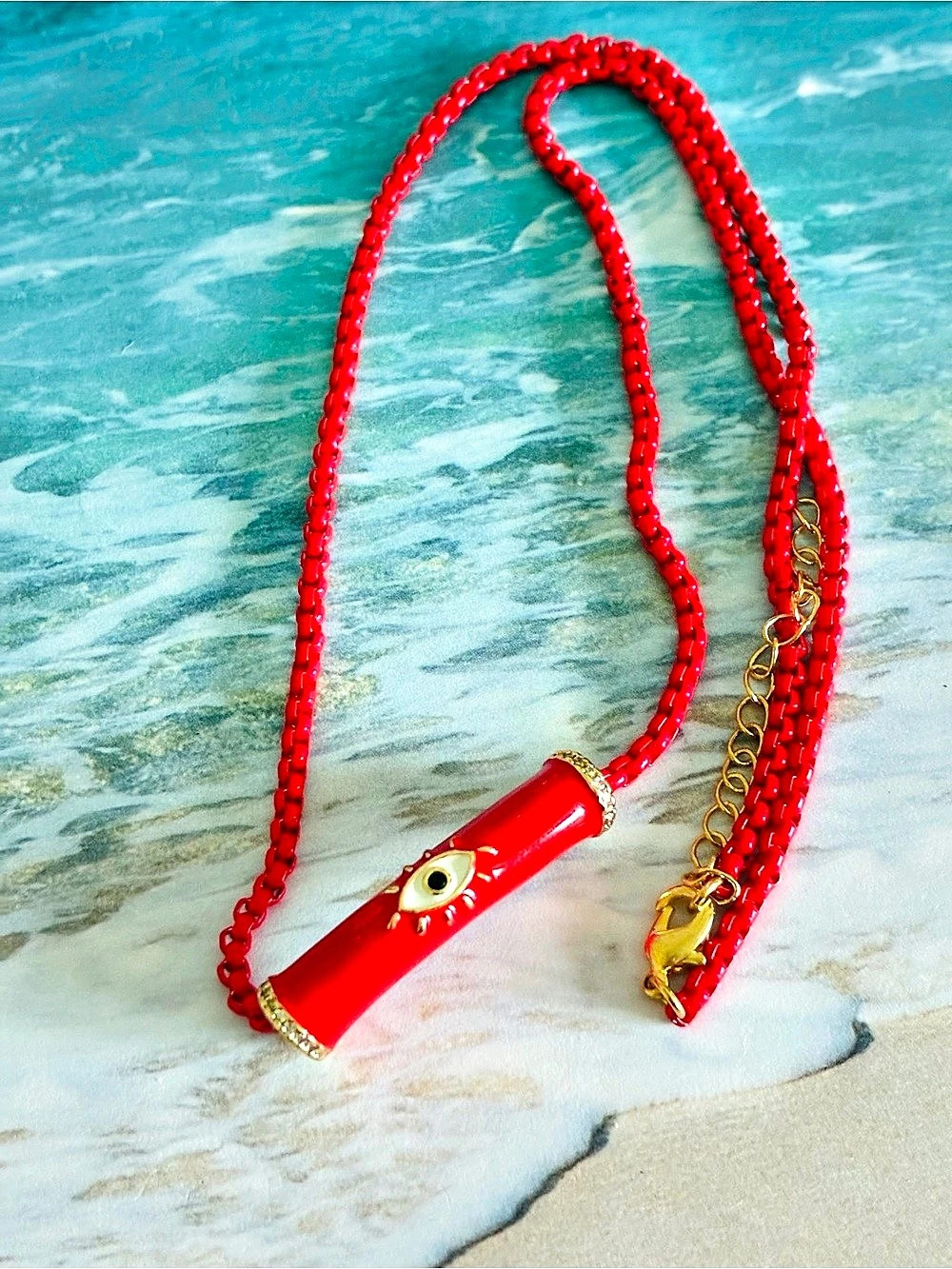 Red Eye Pendant Necklace New